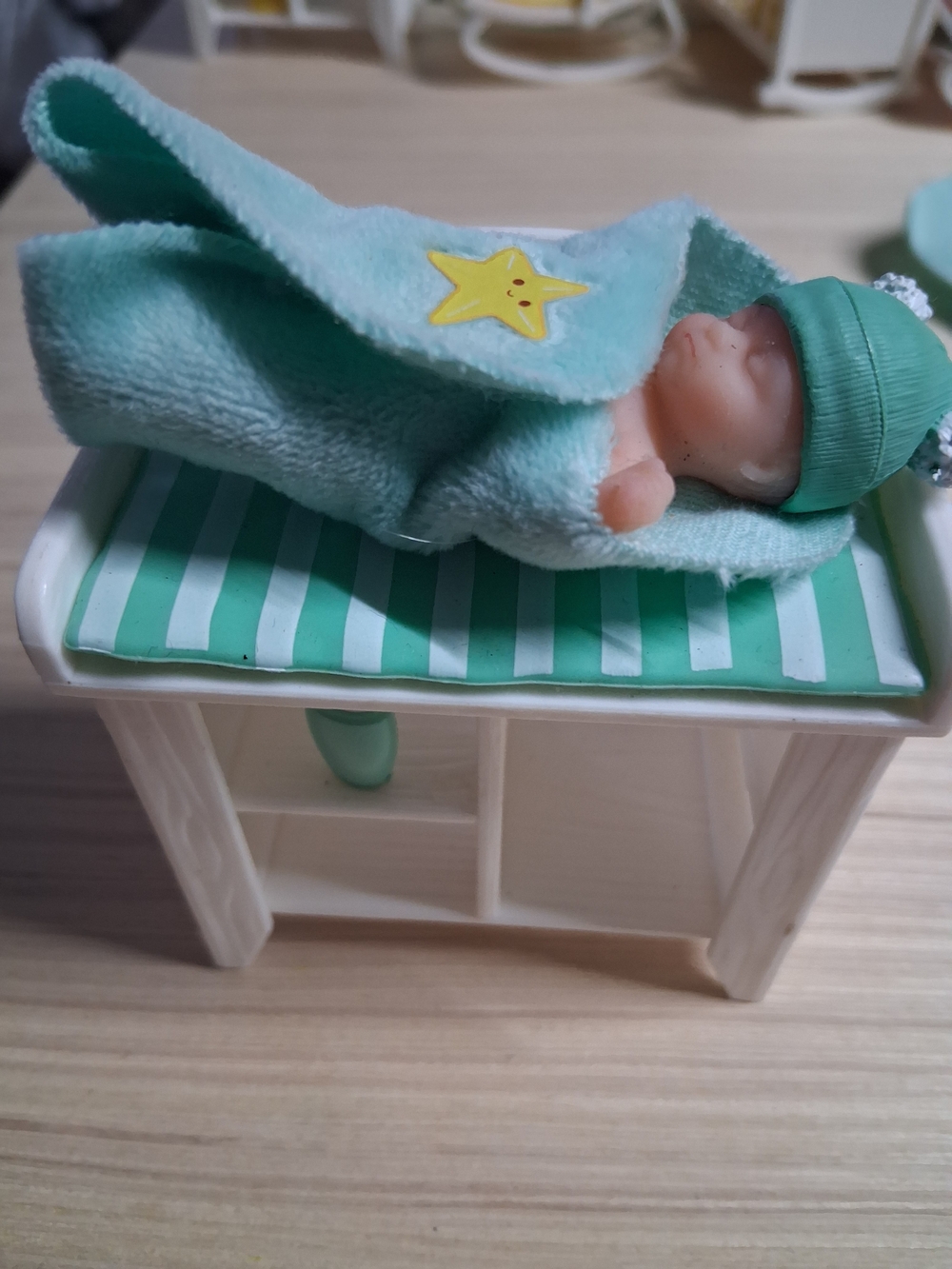 My Mini Baby Series 1 Changing Table with Mint Green Swaddle and Hat